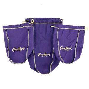 Crown Royal Purple Drawstring Pouches Set of 3 Various Sizes Gaming Dice‎